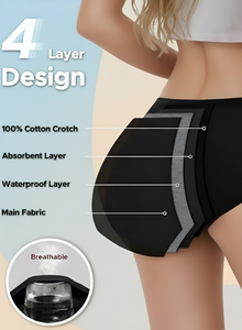 Period Panties for Women – Reusable Leak-Proof Menstrual Briefs ( Black )