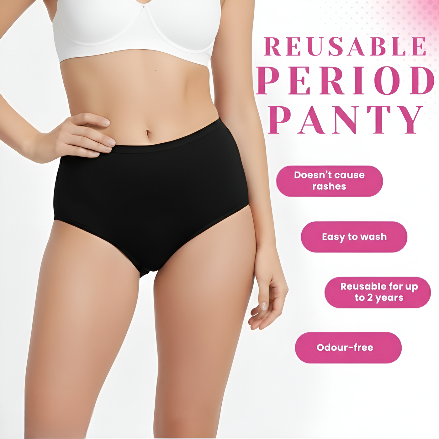 Period Panties for Women – Reusable Leak-Proof Menstrual Briefs ( Black )