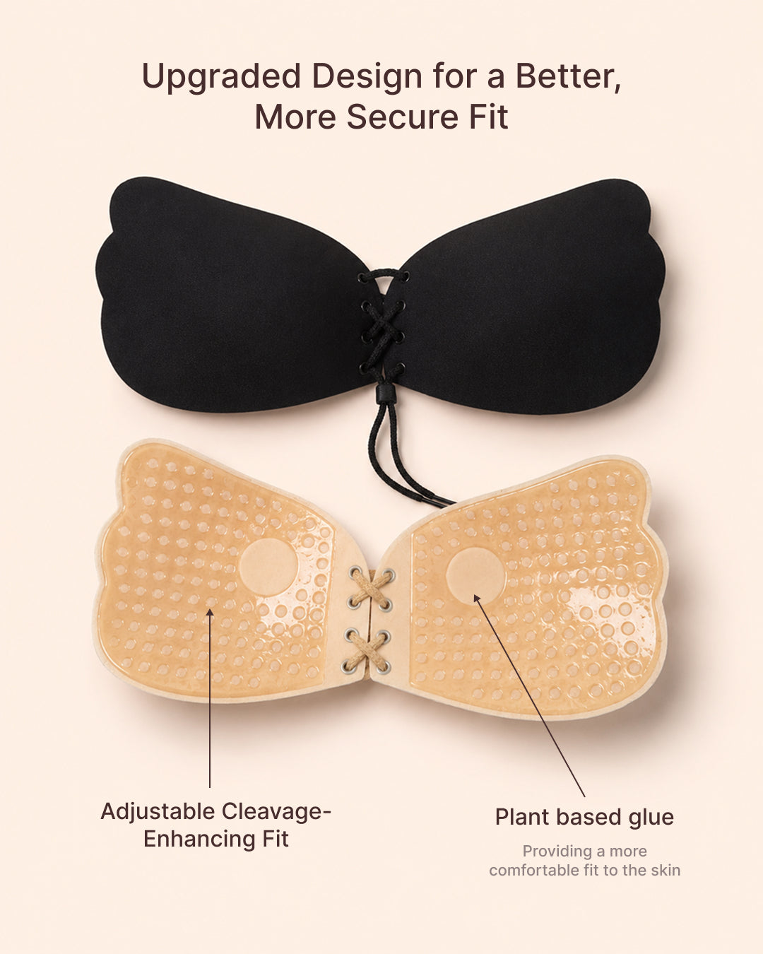 Adhesive Breathable Extra Cleavage Backless|Strapless Stick On Bra | Reusable Up to 30 Times