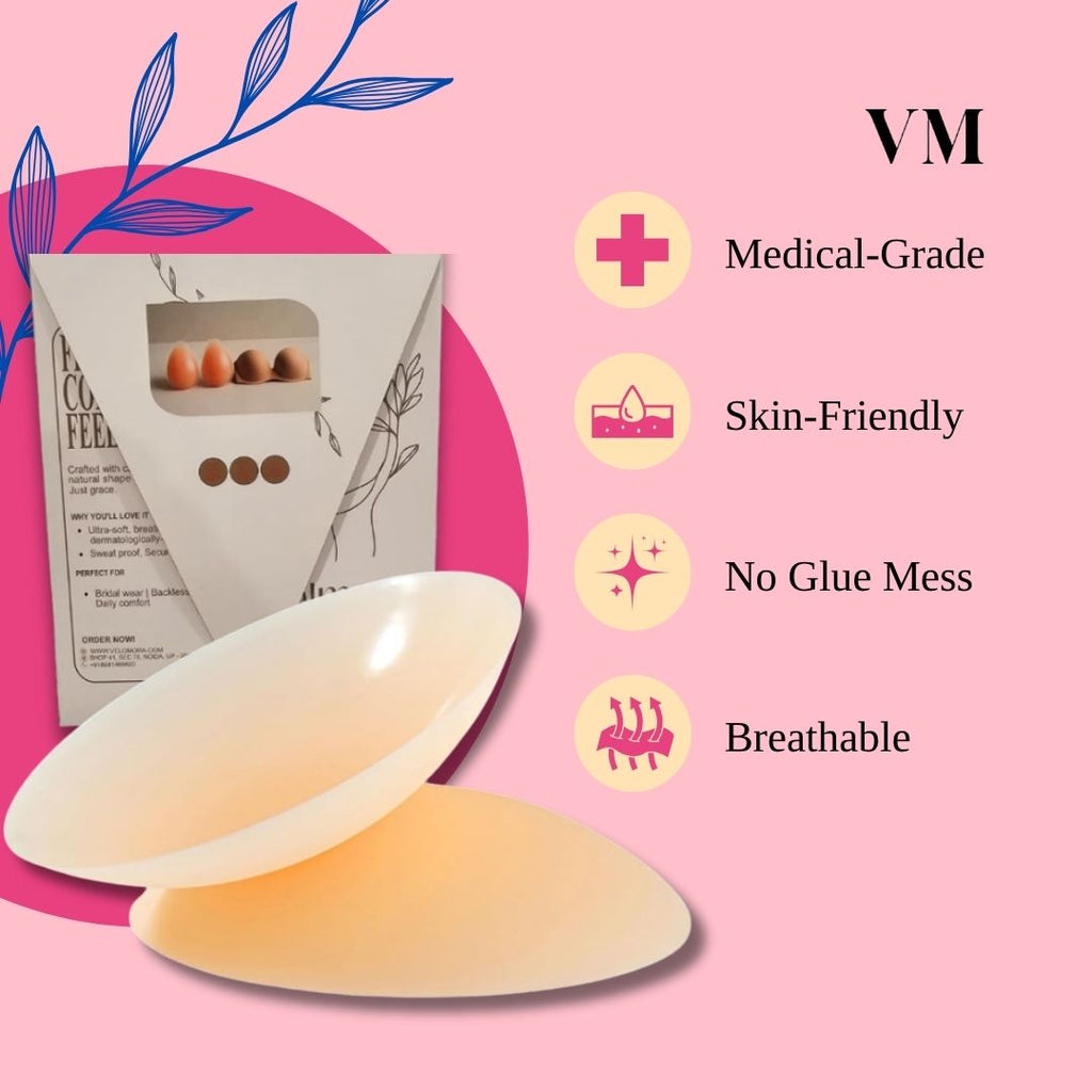 Velomora Premium Medical Grade Nipple Cover 1 Pair (Sticks without glue)