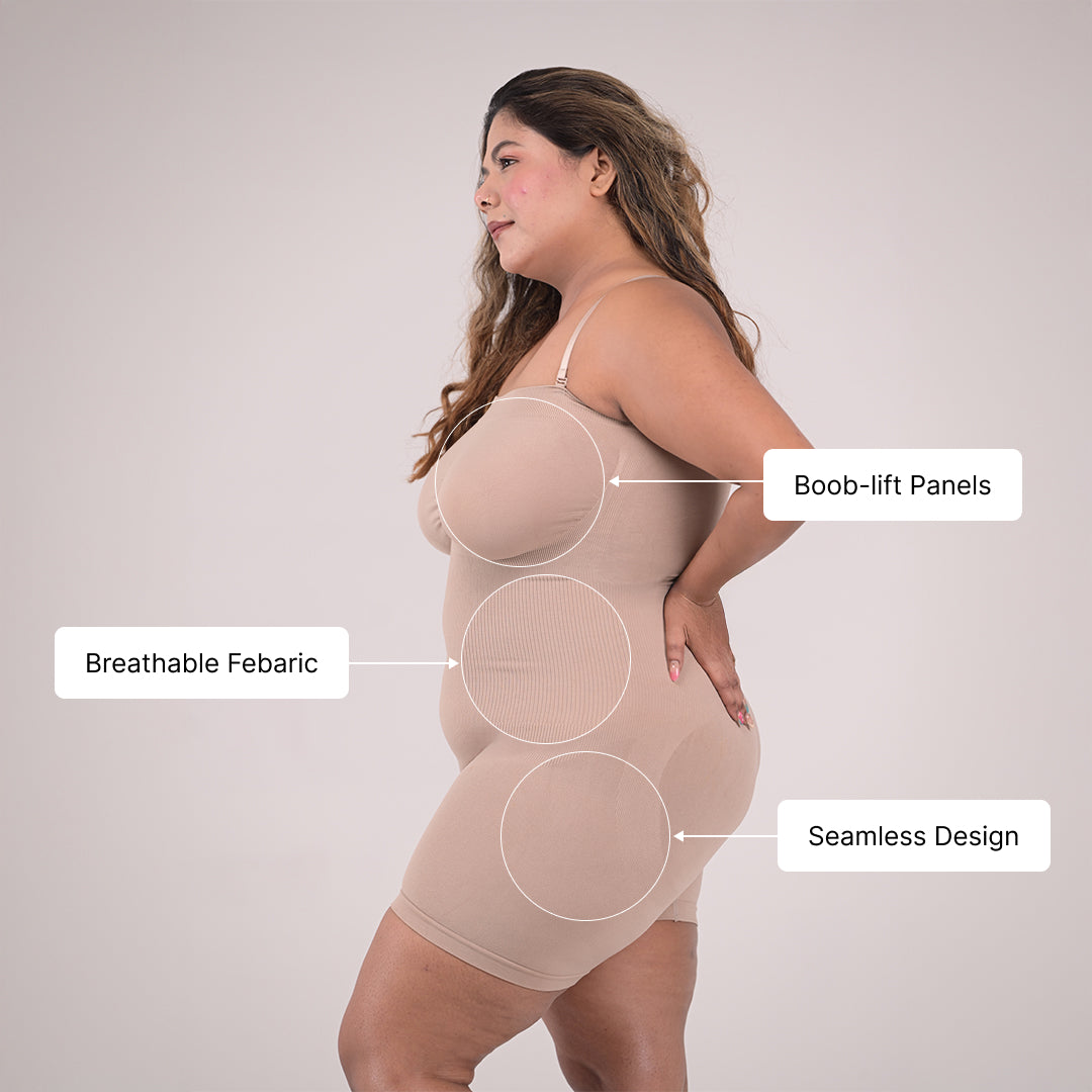 All-In-One Sculpt Detachable Straps Bodysuit And Shapewear