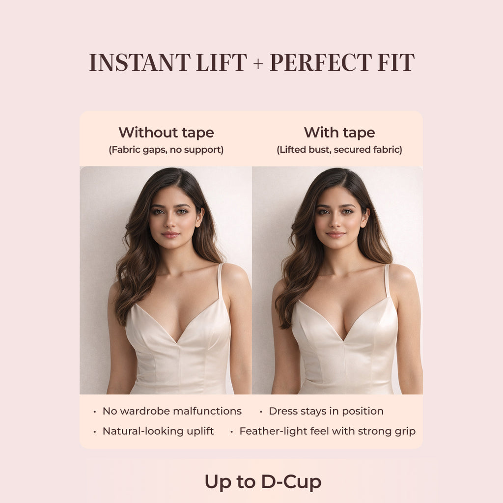 Velomora Invisible Lift™ Double-Sided Adhesive Boob Tape | No Bra. No Limits. | Adhesive Boob Tape for Deep Necklines