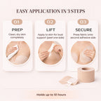 Velomora Invisible Lift™ Double-Sided Adhesive Boob Tape | No Bra. No Limits. | Adhesive Boob Tape for Deep Necklines