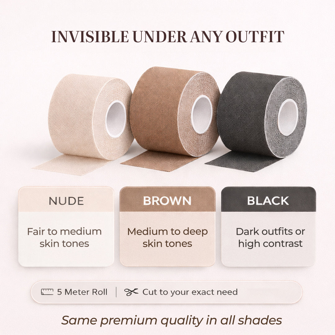 Velomora Invisible Lift™ Double-Sided Adhesive Boob Tape | No Bra. No Limits. | Adhesive Boob Tape for Deep Necklines