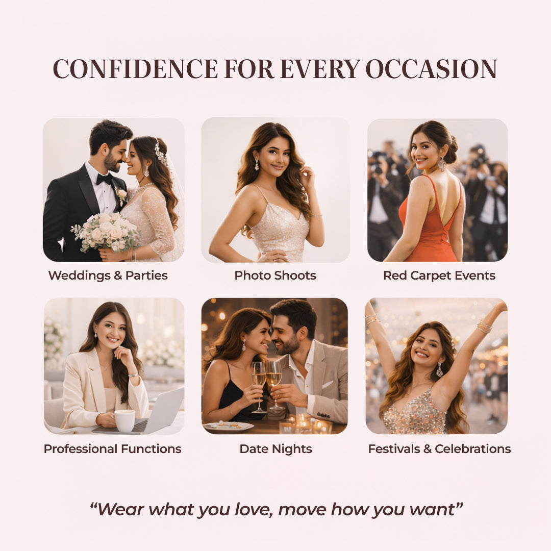 Velomora Invisible Lift™ Double-Sided Adhesive Boob Tape | No Bra. No Limits. | Adhesive Boob Tape for Deep Necklines