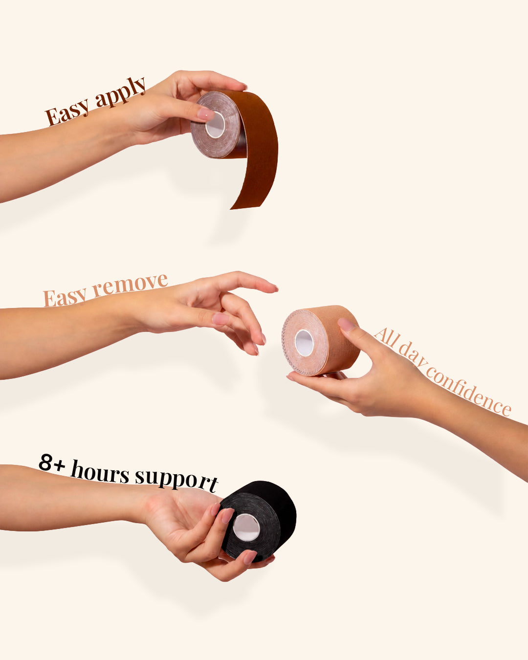 Applying, removing and re-rolling the tape, with 8 plus hours of support