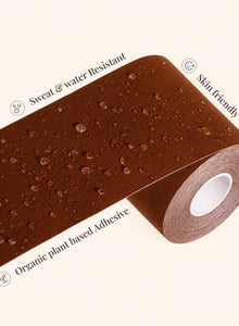 Brown tape roll with water beading, plant-based adhesive and water resistant