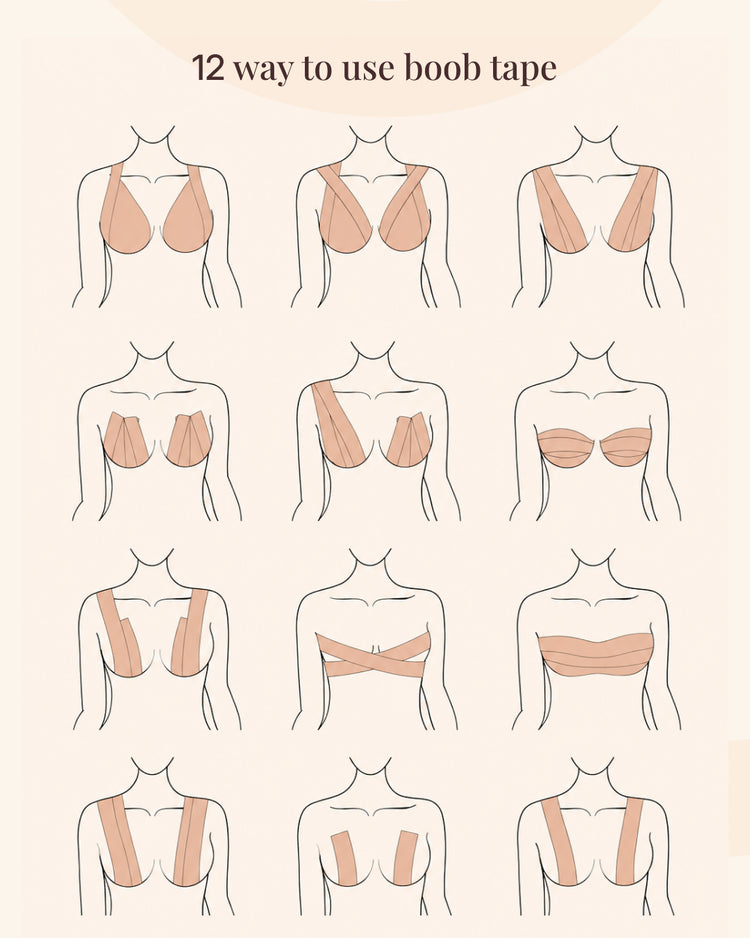 Velomora Invisible Lift™ Double-Sided Adhesive Boob Tape | No Bra. No Limits. | Adhesive Boob Tape for Deep Necklines