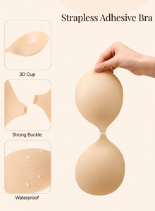 Construction diagram: 3D moulded cup, front buckle and waterproof silicone