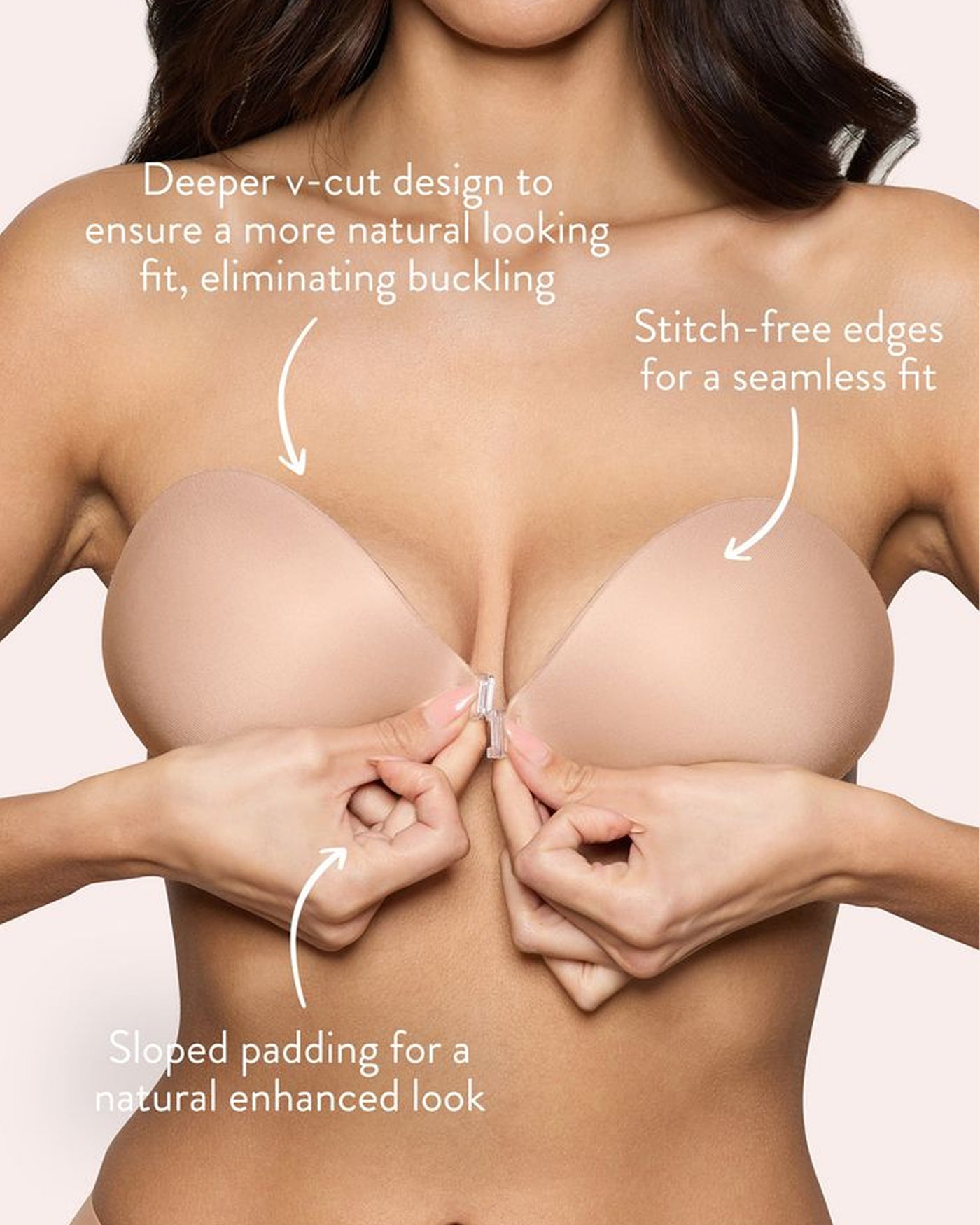 Fit diagram on a model: deep V cut, stretch-free edges and moulded padding
