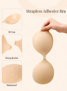 Construction diagram: 3D moulded cup, front buckle and waterproof silicone