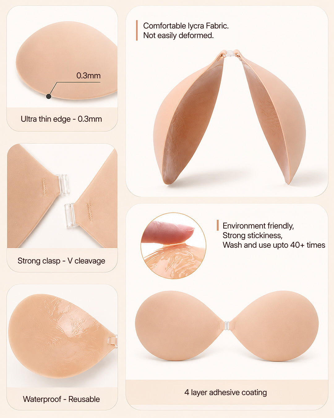 Feature diagram: ultra-thin 0.3 mm edge, V cleavage, waterproof and reusable
