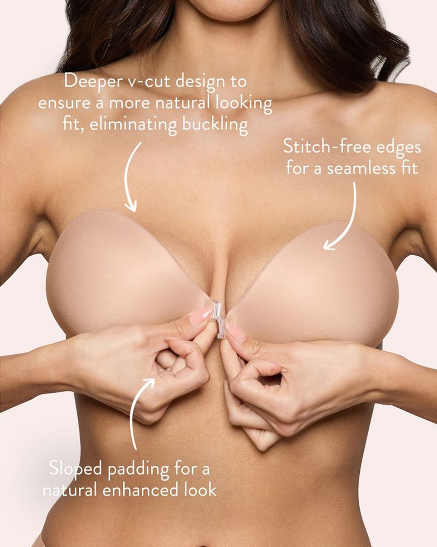 Fit diagram on a model: deep V cut, stretch-free edges and moulded padding