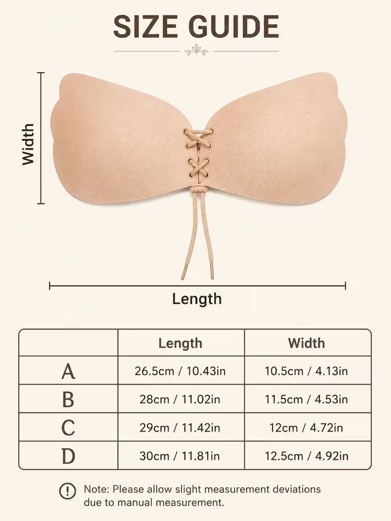 Adhesive Breathable Extra Cleavage Backless|Strapless Stick On Bra | Reusable Up to 30 Times